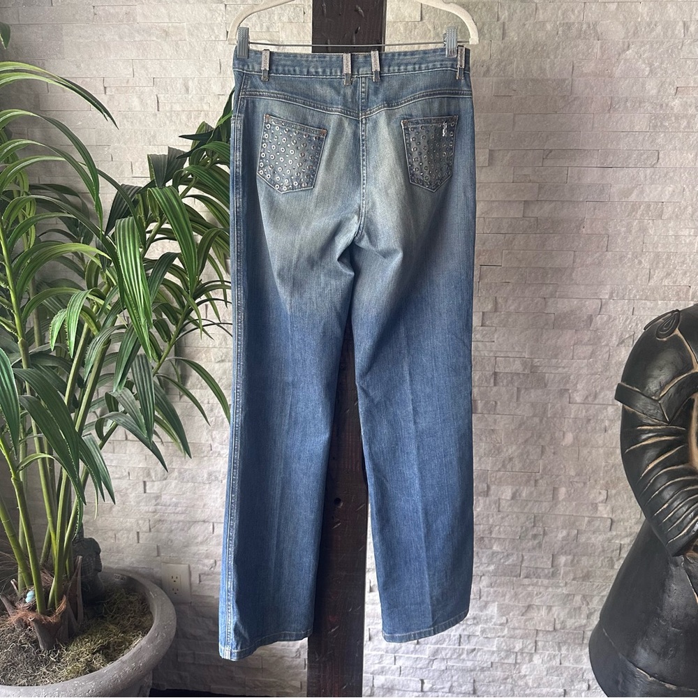 ST. JOHN Evening “Fashion Fit” Studded Jeweled Denim Rhinestone Jeans Size 4 - Picture 10 of 10
